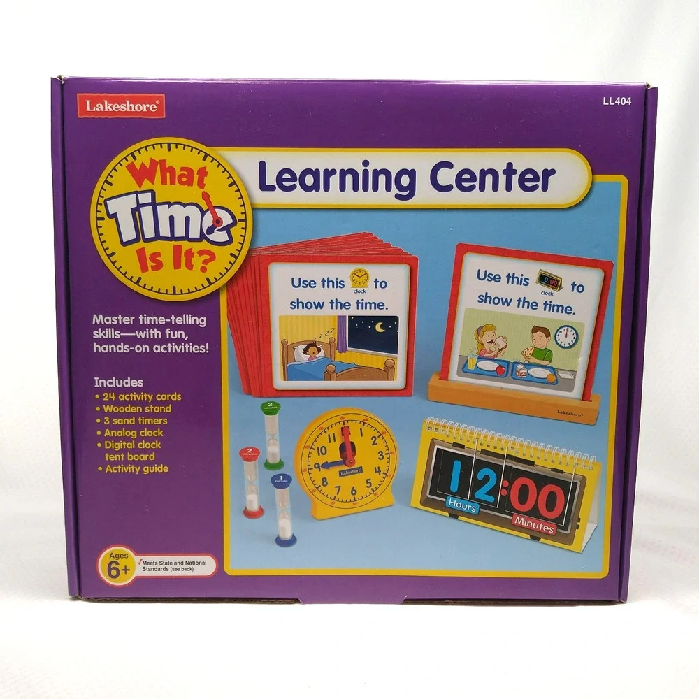 Lakeshore Learning What Time Is It Center Educational Clock Game LL414 Ages 6+